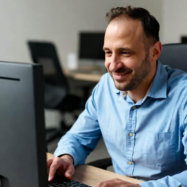 Employees using custom software